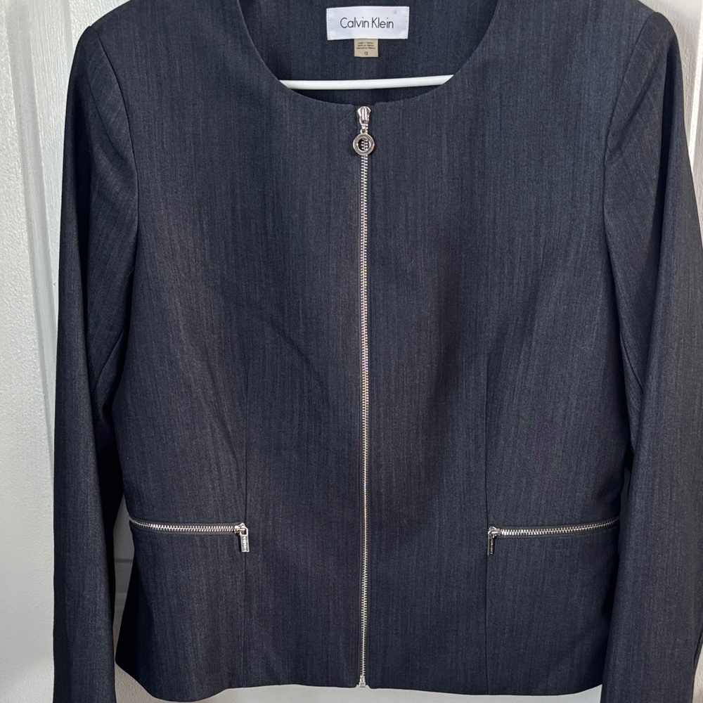 Calvin Klein Women's Dark Blue Zip Blazer